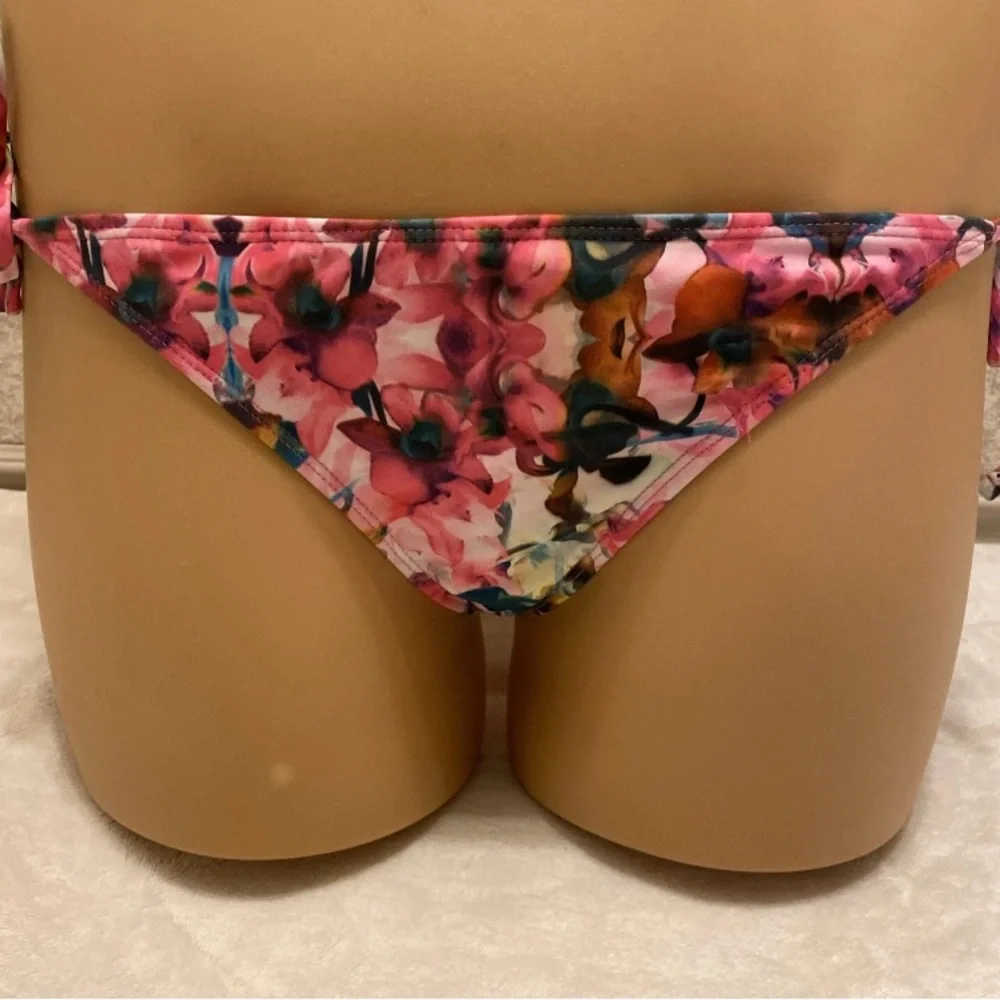 Xhilaration Teal Strappy Bikini with Floral Bottoms